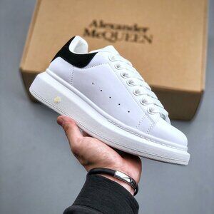 Alexander Mcqueen Platform White Sneakers (Black Heel Accent)